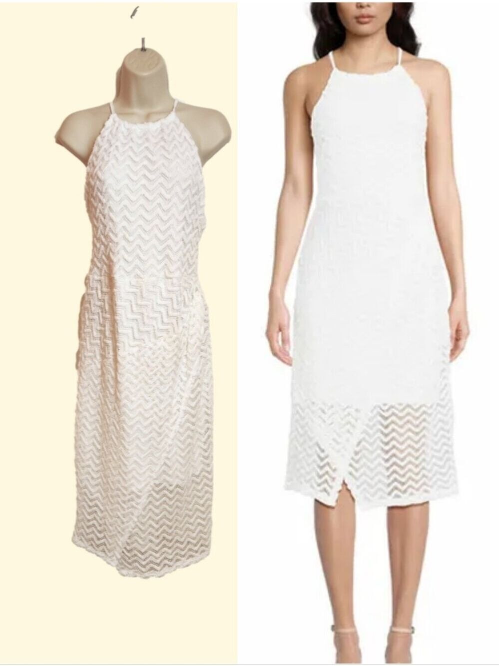 Madden NYC White Crochet Halter Midi Dress X-Large